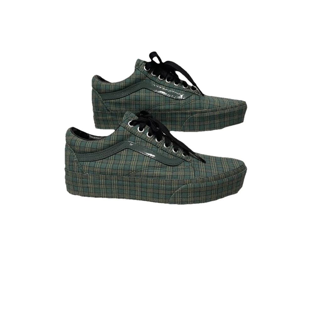 NEW Vans Old Skool Platform Green Plaid RARE